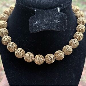 vintage Monet gold-tone filigree ball choker necklace